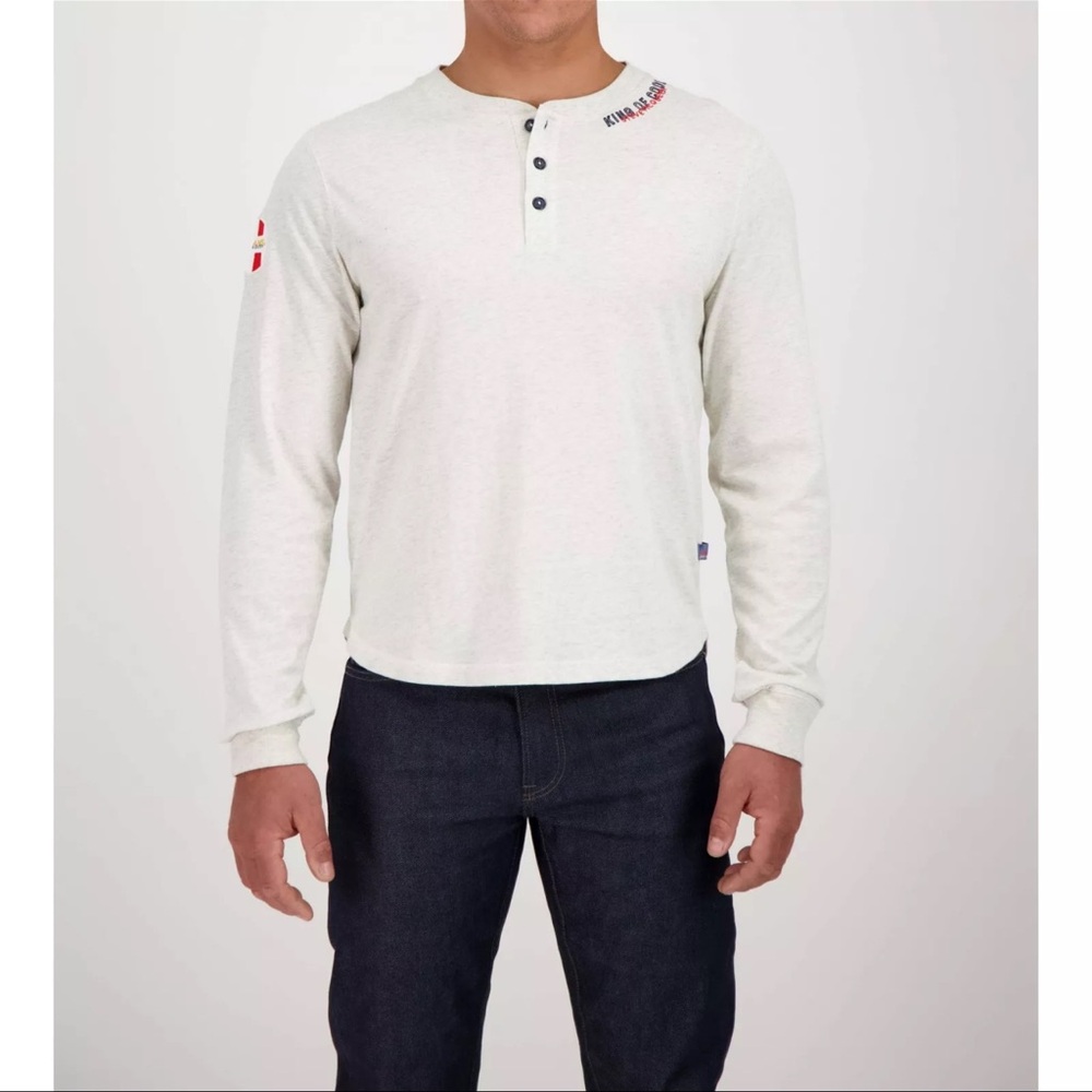 Long Sleeve Henley Shirt in Off-White